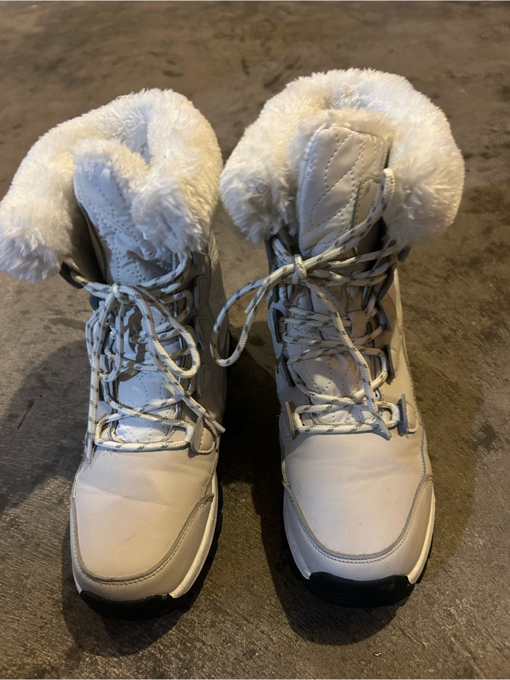 Women's White Fur-Trim Winter Boots